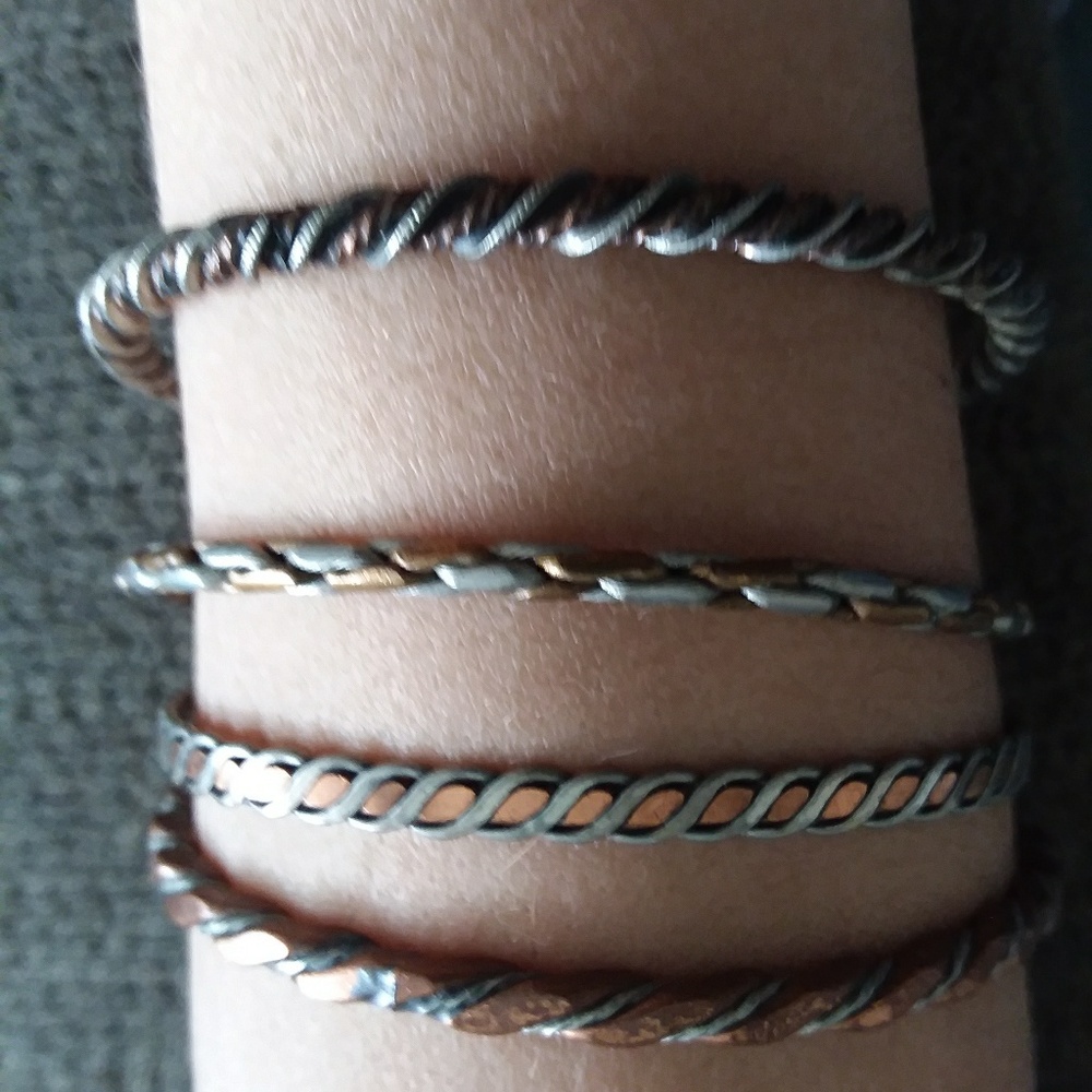 Vintage copper bracelets set of 4